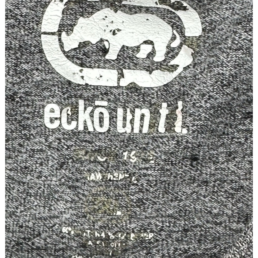 Ecko Unltd Mens Graphic T-Shirt Red Gray Striped FU Logo Y2K Streetwear 1972 - Picture 13 of 13